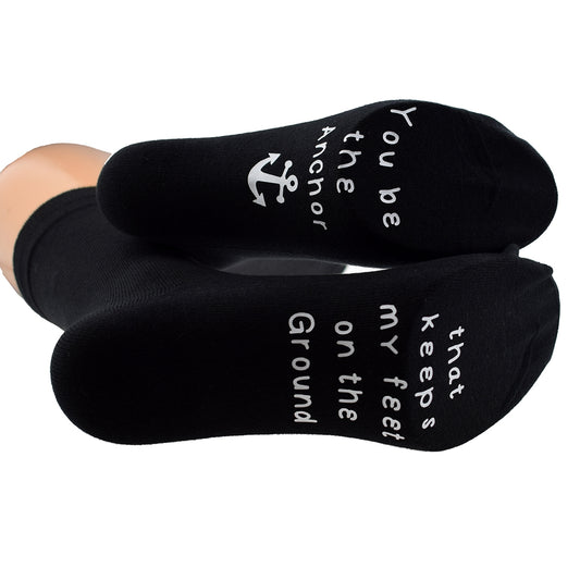 Funny Nautical You Be The Anchor Mens Black Socks| Ashton and Finch
