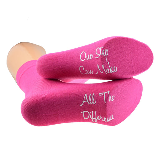 One Step Can Make All The Difference Ladies Hot Pink Socks| Ashton and Finch