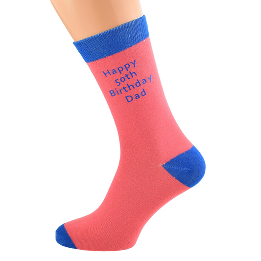 Personalised Salmon Blue Birthday Socks| Ashton and Finch