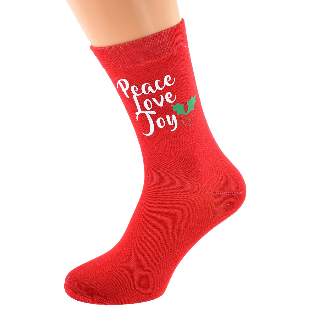 Peace Love Joy Design Red Christmas Socks Mens Or Ladies| Ashton and Finch