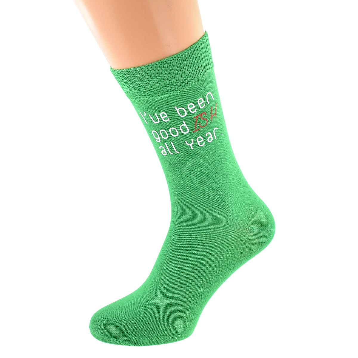 Fun I’ve Been Goodish Green Christmas Socks Mens Or Ladies| Ashton and Finch