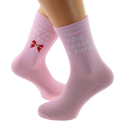 Ladies Pale Pink Socks Novelty Bows Tiaras Socks| Ashton and Finch