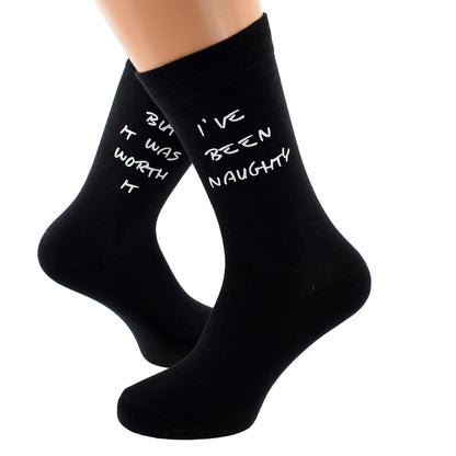 Mens Black Socks Novelty Naughty But Worth It Socks| Ashton and Finch