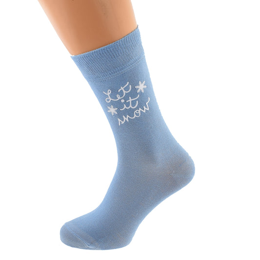 Let It Snow Snowflake Design Christmas Pastel Blue Unisex Socks| Ashton and Finch