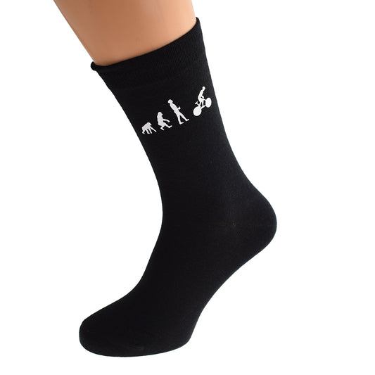 Evolution Of Man Cyclist Bike Rider Mens Black Socks| Ashton and Finch