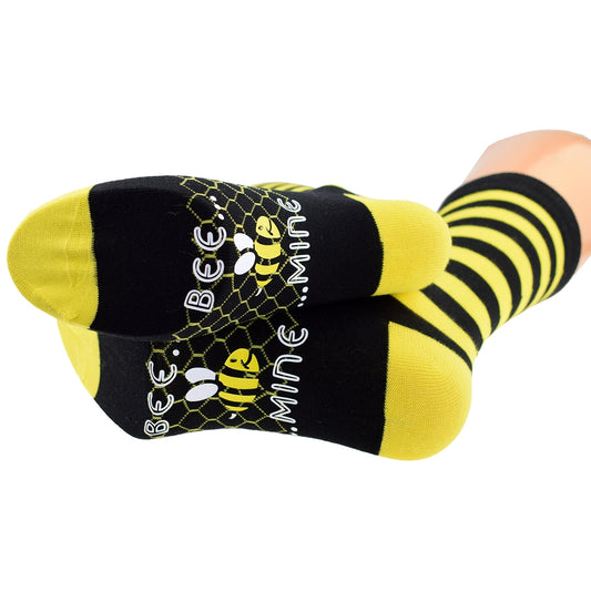Fun Bee Stripe And Honeycomb Design Bee Mine Unisex Socks| Ashton and Finch