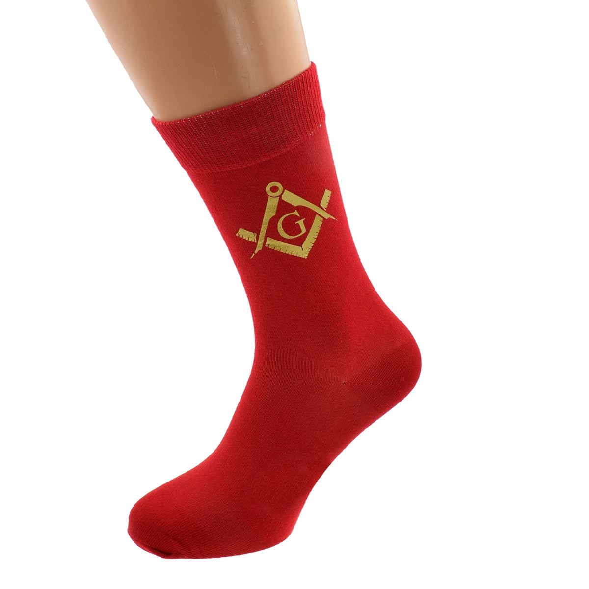 Mens Red Socks With Gold Masonic Design With G| Ashton and Finch
