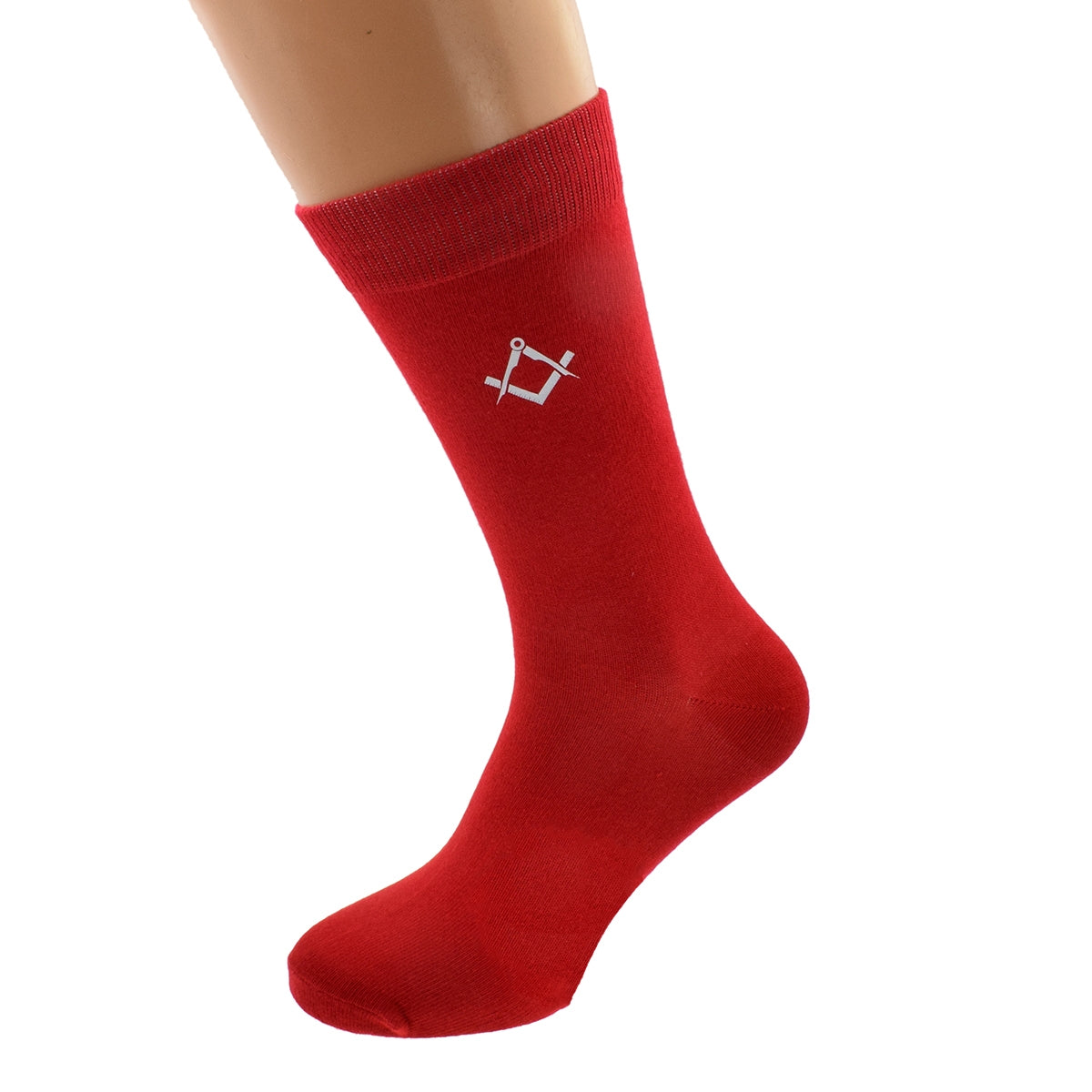 Mens Red Socks With White Masonic Design| Ashton and Finch