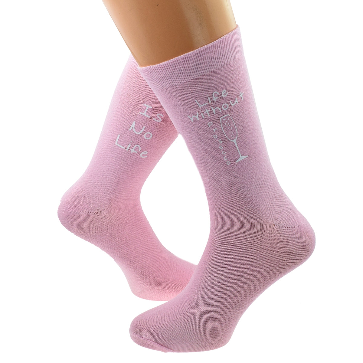 Life Without Prosecco Is No Life Fun Ladies Pale Pink Socks| Ashton and Finch