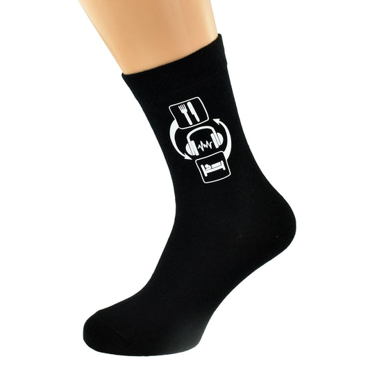 Eat Sleep Listen To Music Mens Black Socks| Ashton and Finch