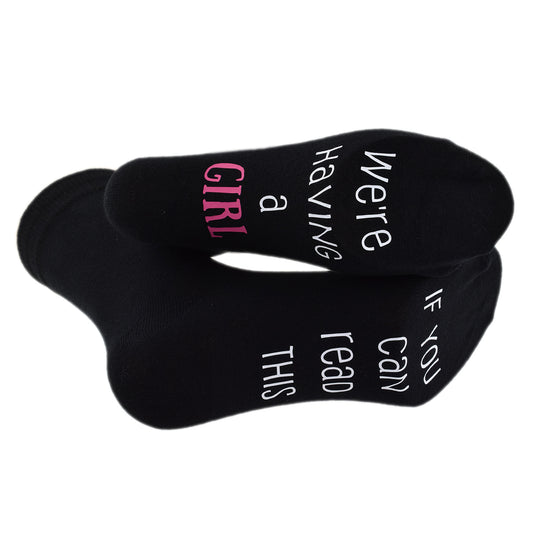 If You Can Read This We’re Having A Girl Pregnancy Reveal Socks| Ashton and Finch