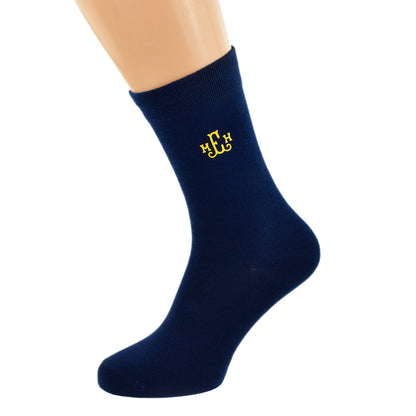 Personalised Initials Mens Navy Blue Mens Socks| Ashton and Finch