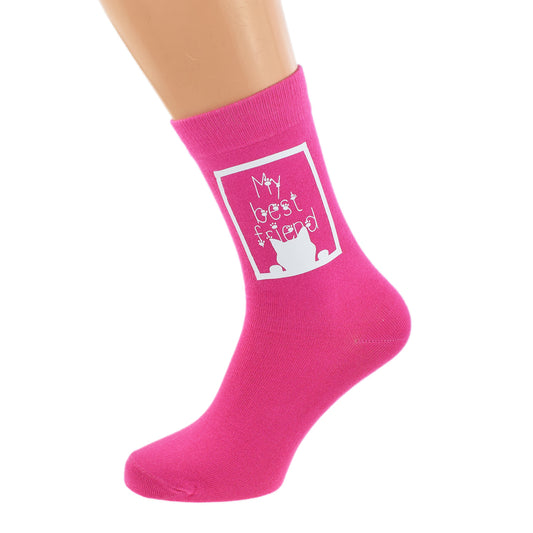 Ladies Hot Pink Best Friend Cat Socks| Ashton and Finch