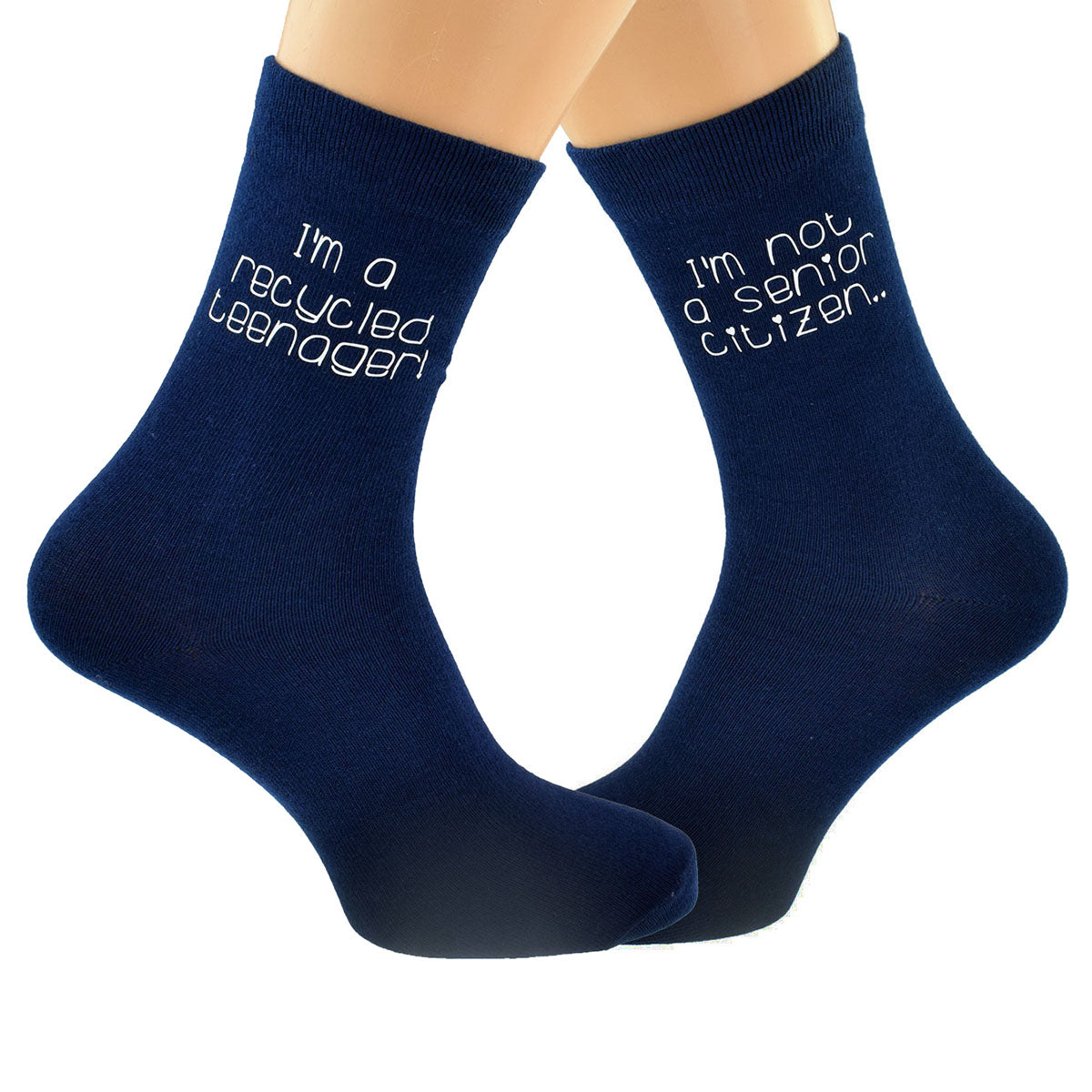 I’m Not A Senior Citizen I’m A Recycled Teenager Navy Blue Socks| Ashton and Finch