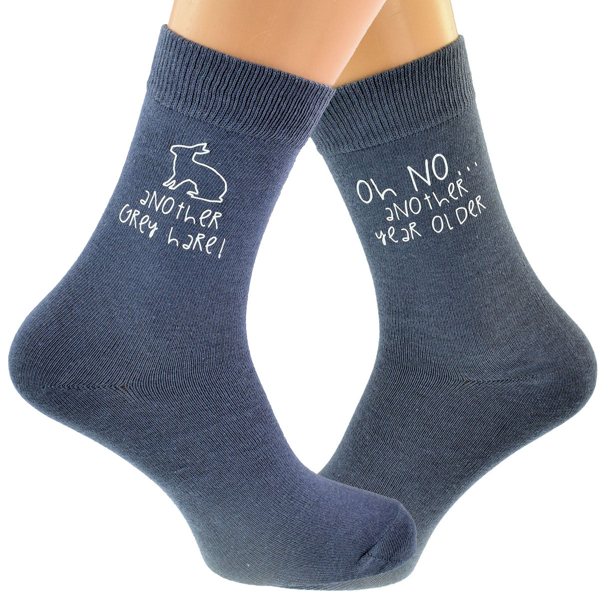 Oh No Another Year Older Another Grey Hare Fun Ash Grey Socks| Ashton and Finch