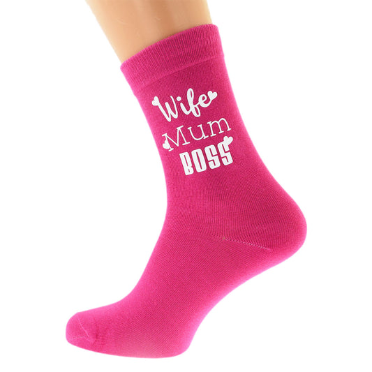 Ladies Wife Mum Boss Hot Pink Socks| Ashton and Finch