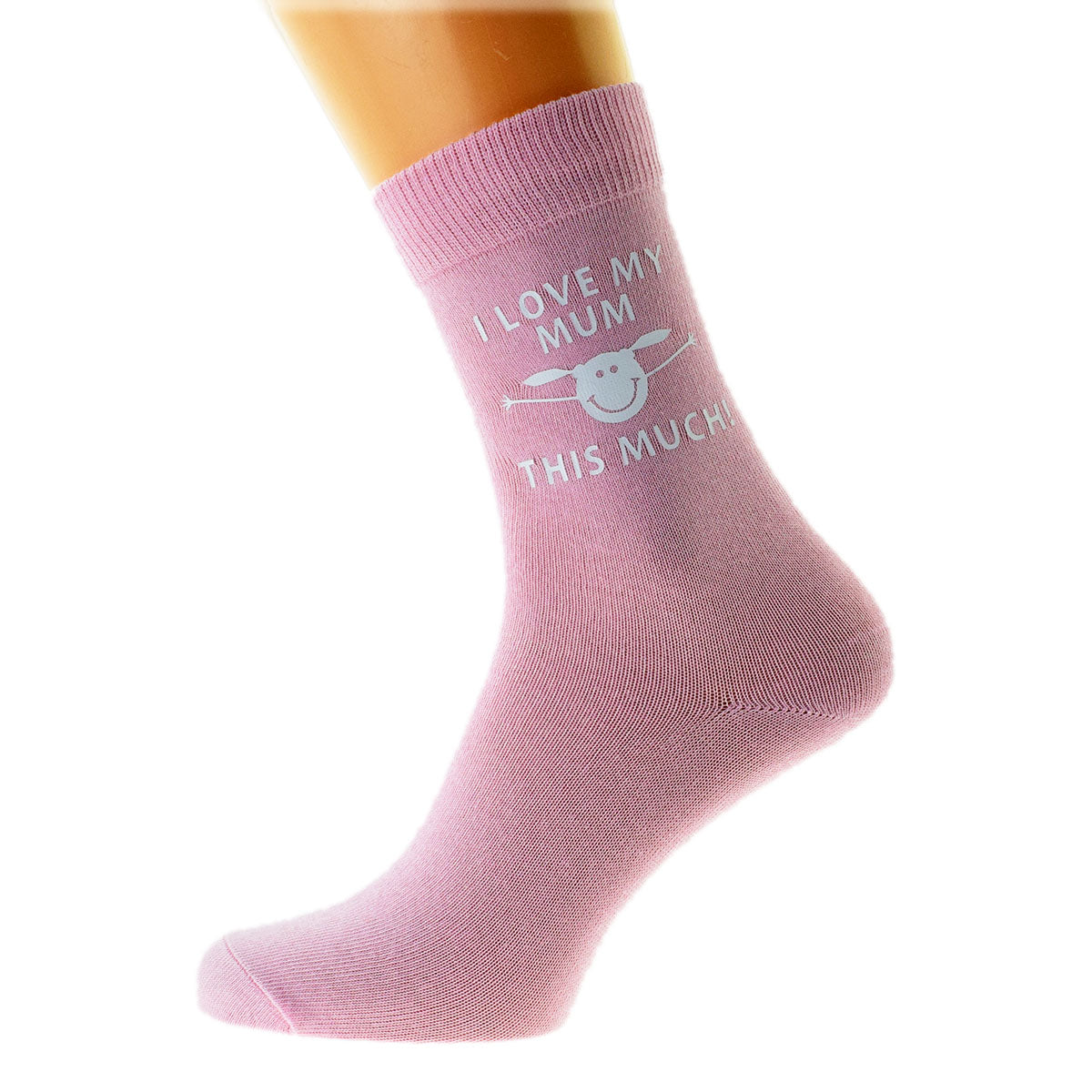 I Love My Mum This Much Light Pink Ladies Socks Gift From A Girl| Ashton and Finch