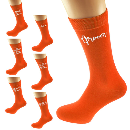 orange wedding socks multiple titles available| Ashton and Finch