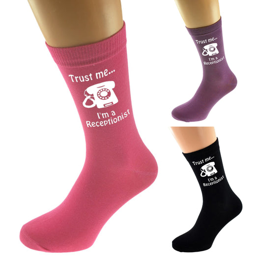 Trust Me I’m A Receptionist Socks Mens Or Ladies Available In Various Colours| Ashton and Finch