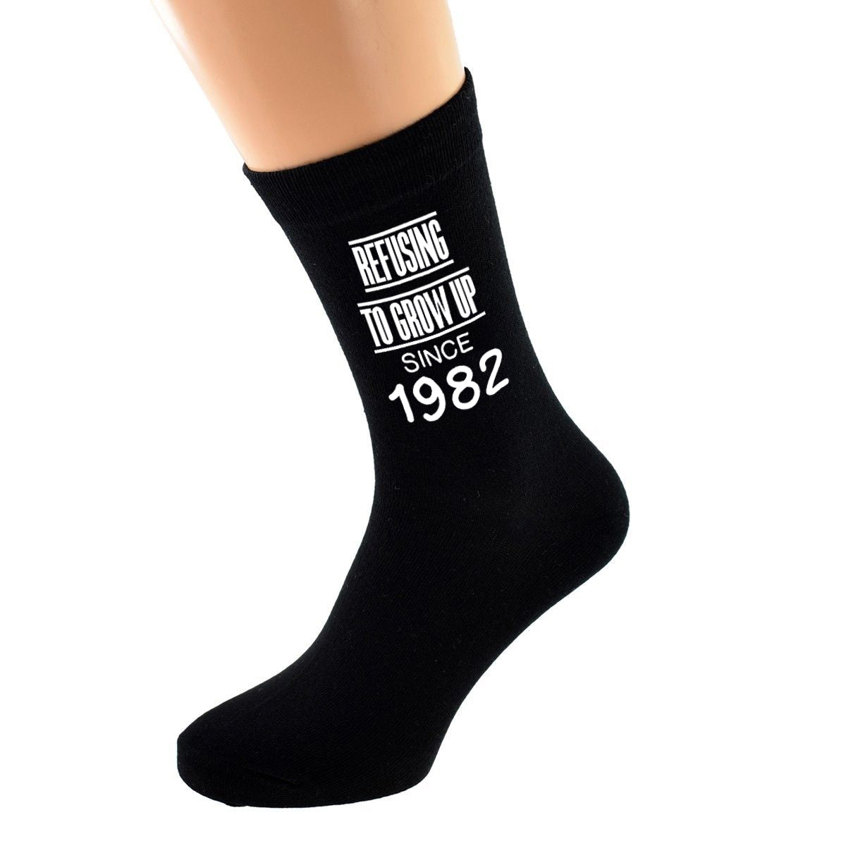 Personalised Year Refusing To Grow Up Since Mens Black Socks| Ashton and Finch