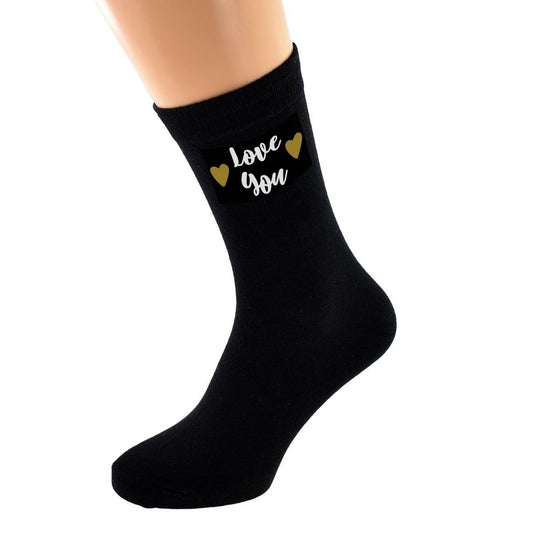 love you with gold hearts design mens socks| Ashton and Finch