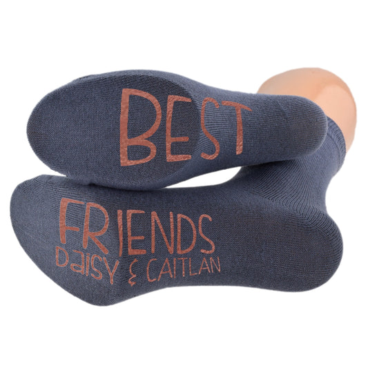 Personalised Sole Print Best Friends Rose Gold Print Ash Grey Socks| Ashton and Finch