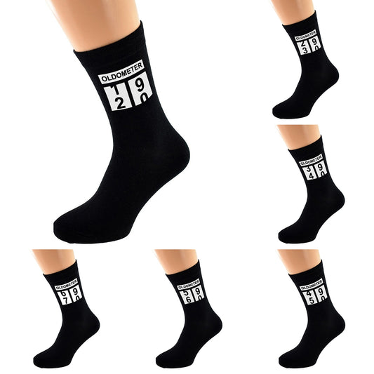 Oldometer Landmark Birthday Design Mens Black Socks| Ashton and Finch