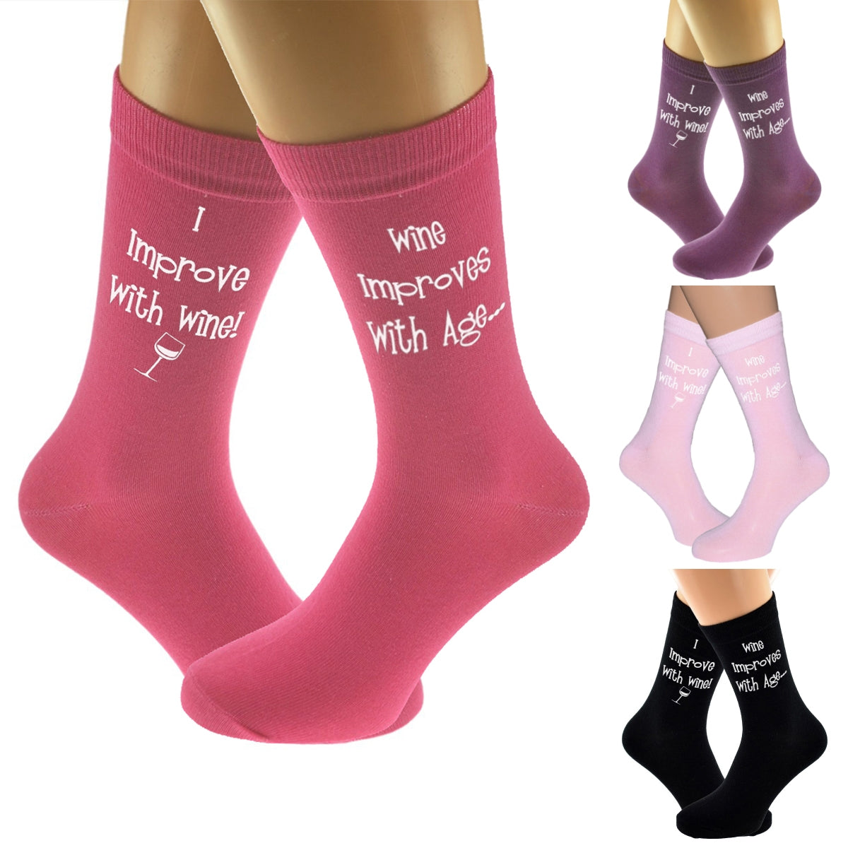 Wine Improves With Age I Improve With Wine Socks| Ashton and Finch