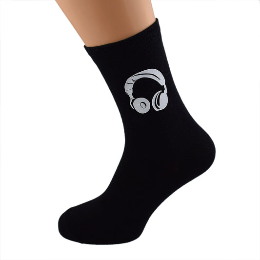 Headphones Design Mens Black Socks| Ashton and Finch