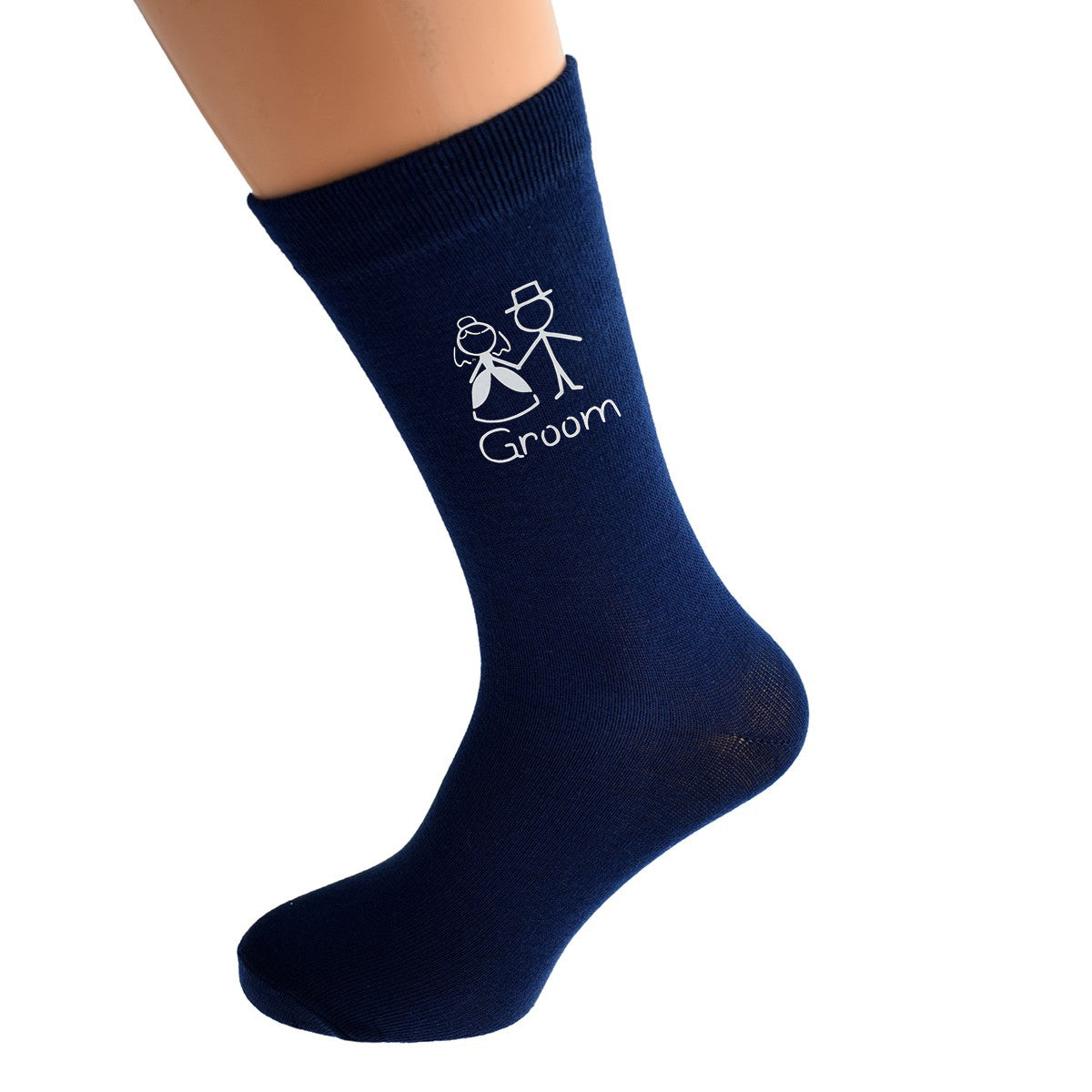 Navy Blue Wedding Socks With Bride Groom Cartoon Figures| Ashton and Finch