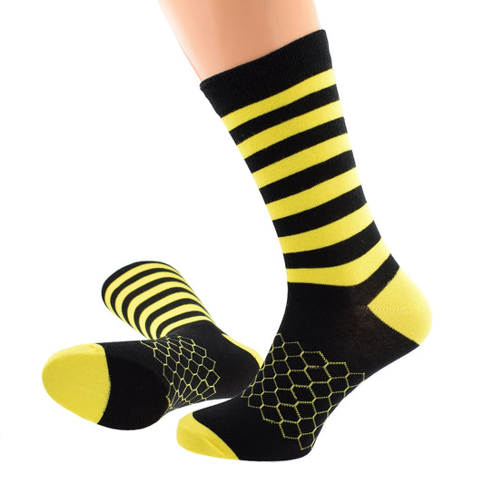 Bumble Bee Stripe And Honeycomb Design Unisex Socks| Ashton and Finch
