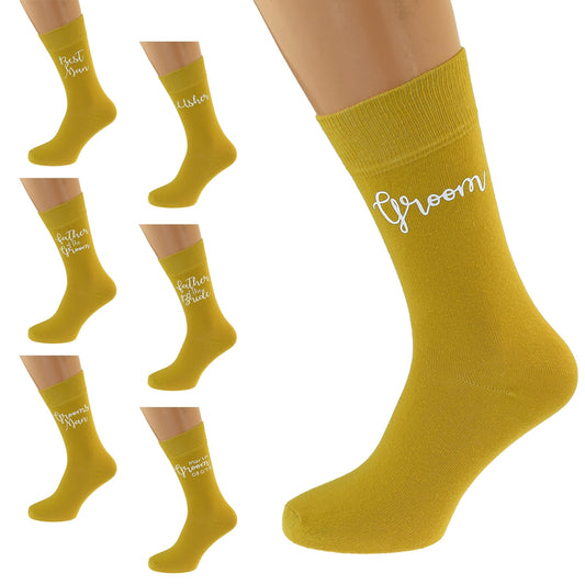 Mustard Wedding Socks Multiple Titles Available| Ashton and Finch