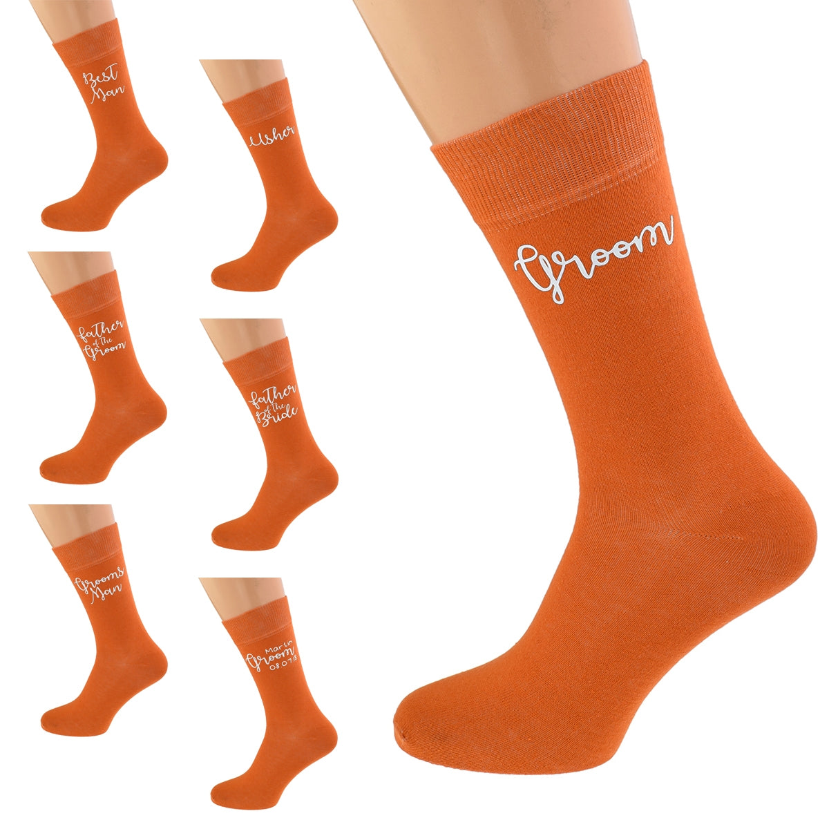 Burnt Orange Wedding Socks Multiple Titles Available| Ashton and Finch