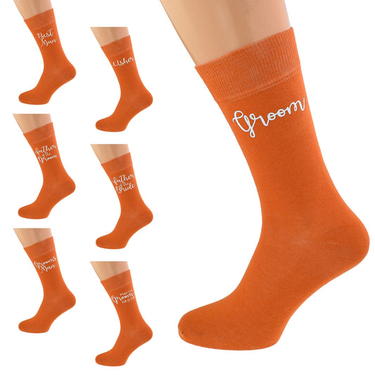 Burnt Orange Wedding Socks Multiple Titles Available| Ashton and Finch