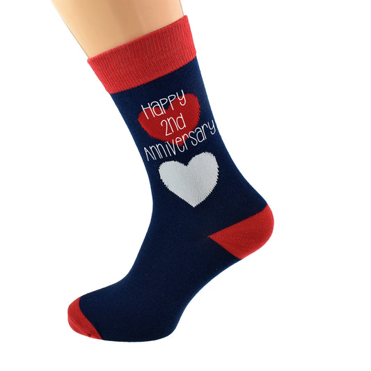 Happy 2nd Anniversary Romantic Hearts Cotton Socks| Ashton and Finch