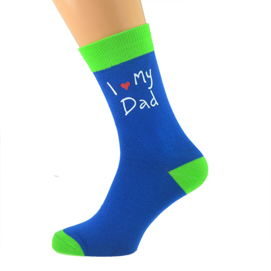 Blue Lime Green Mens Socks With I Love My Dad Design| Ashton and Finch