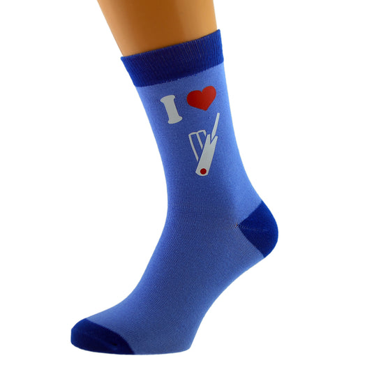 I Love Cricket Pale Dark Blue Mens Socks| Ashton and Finch