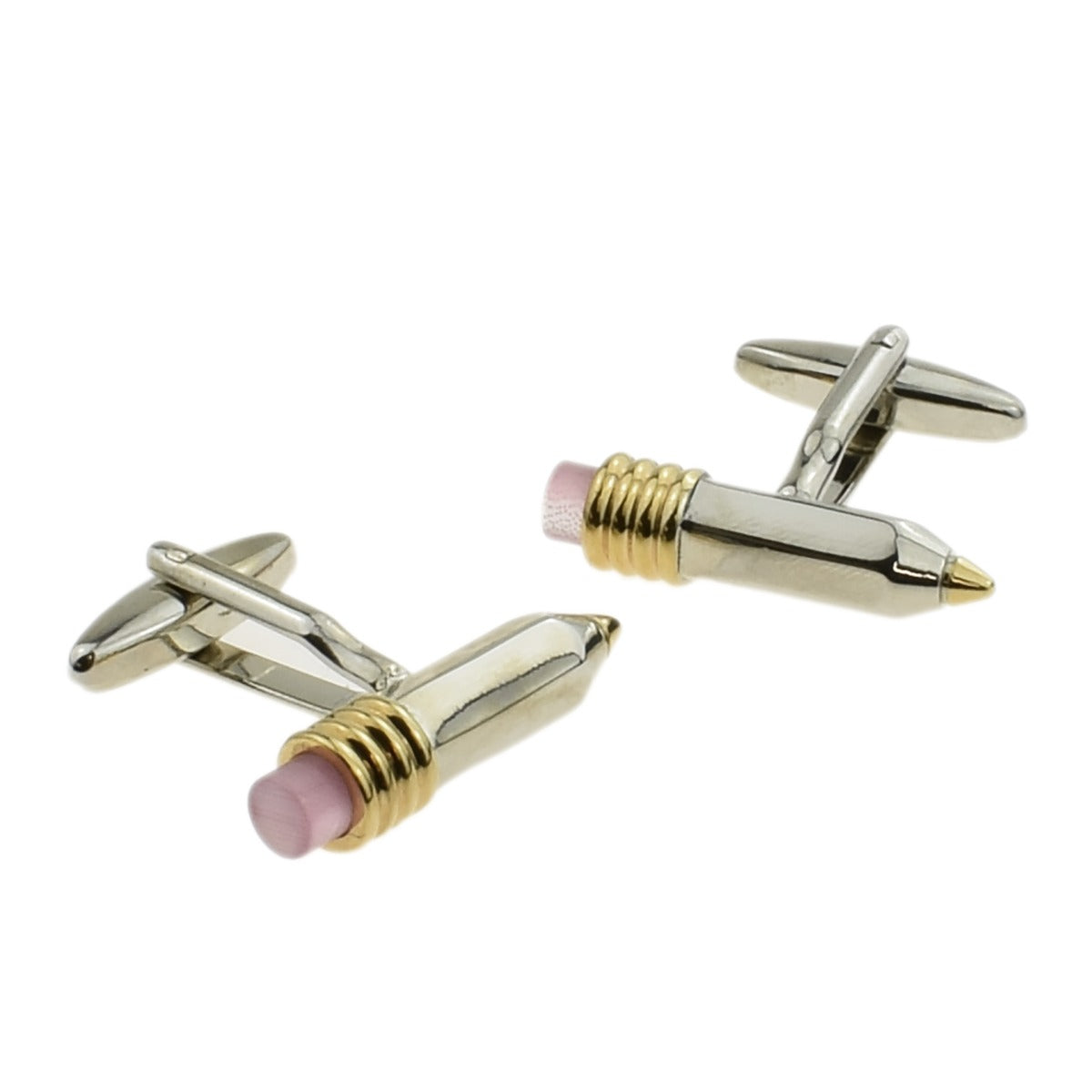 Pencil Design Rhodium Plated Cufflinks | Ashton and Finch