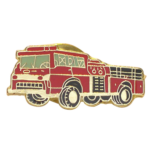 Red Fire Engine Fire Fighters Metal Enamel Lapel Pin Badge