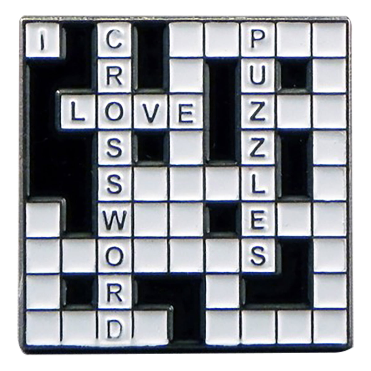 I Love Crosswords Metal Enamel Lapel Pin Badge