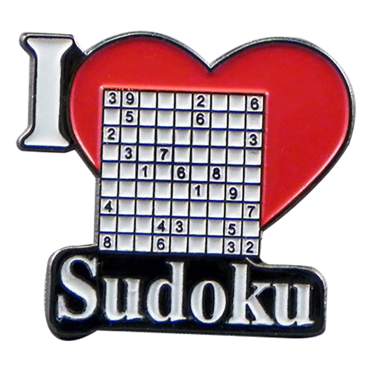 I Love Sudoku Metal Enamel Lapel Pin Badge