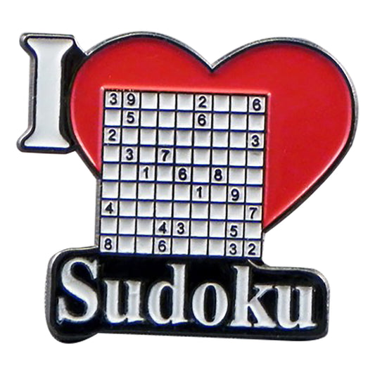 I Love Sudoku Metal Enamel Lapel Pin Badge