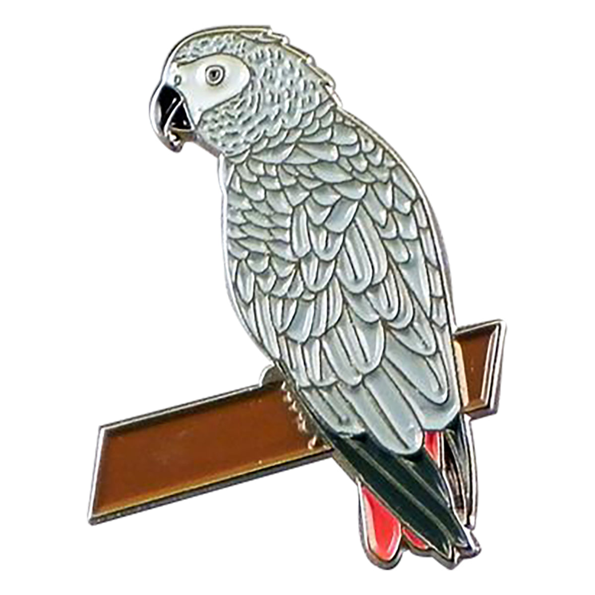 African Grey Parrot Bird Metal Enamel Lapel Pin Badge