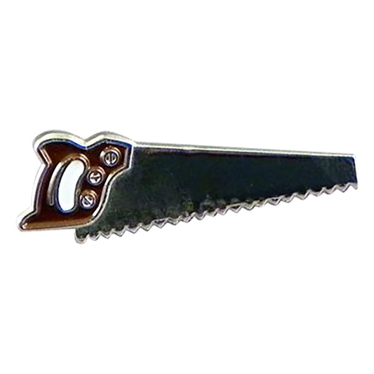 Wood Saw Carpenters Handyman Tool Metal Enamel Lapel Pin Badge