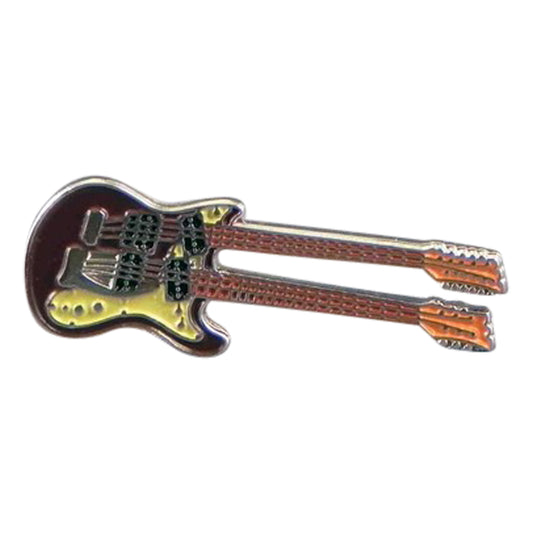 Double Headed Guitar Music Instrument Metal Enamel Lapel Pin Badge