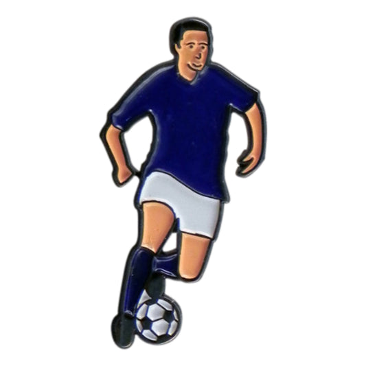 Sports, Footballer in blue Metal Enamel Lapel Pin Badge