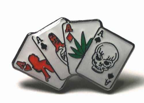Four Aces Playing Cards Casino Metal Enamel Lapel Pin Badge