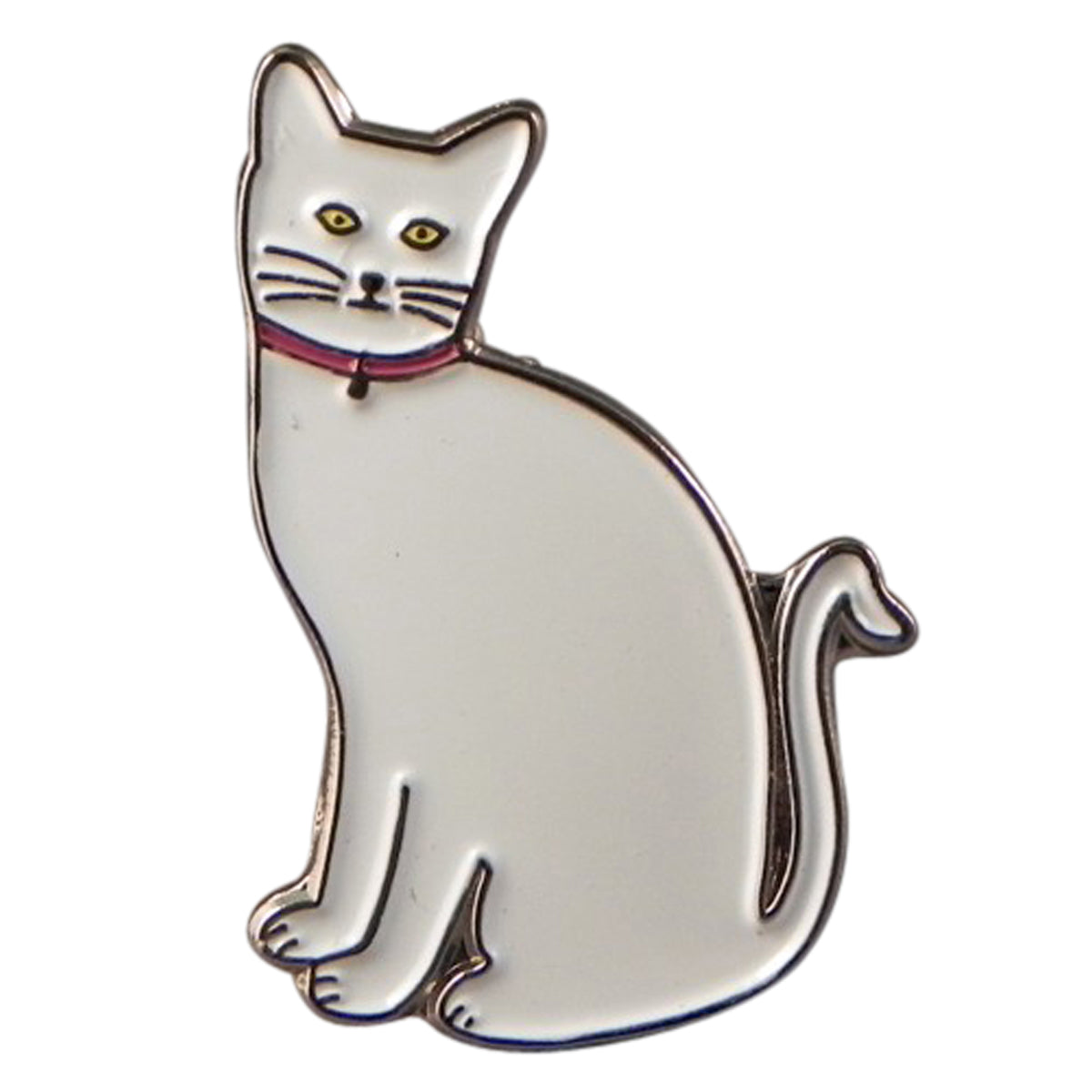 White Pussy Cat Pet Metal Enamel Lapel Pin Badge
