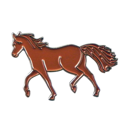 Equestrian Brown Horse Metal Enamel Lapel Pin Badge