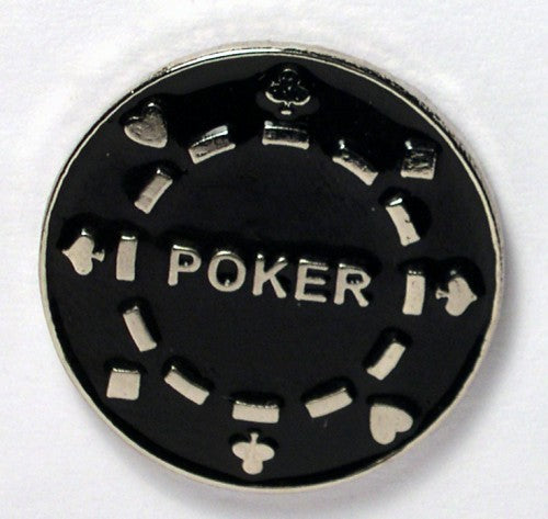 Black Casino Gamblers Poker Chip Metal Enamel Lapel Pin Badge